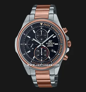 Casio Edifice Slim EFR-S572GS-1AVUDF Chronograph Men Black Dial Two Tone Stainless Steel Band