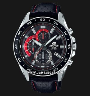 Casio Edifice EFV-550L-1AVUDF Chronograph Men Black Dial Black Leather Band