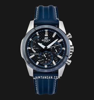 Casio Edifice EQS-930BL-2AVUDF Chronograph Carbon Fiber Dial Blue Leather Strap