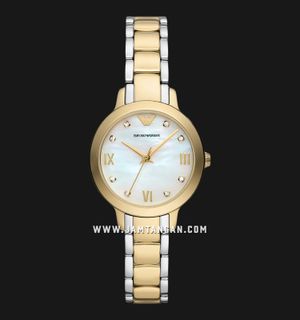Emporio Armani AR11513 White Mother Of Pearl Dial Dual Tone Stainless Steel Strap