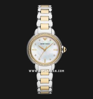 Emporio Armani Fashion AR11524 Mother Of Pearl Dial Dual Tone Stainless Steel Strap