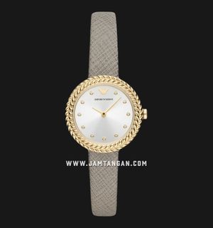 Emporio Armani Fashion AR11533 Silver Dial Taupe Leather Strap