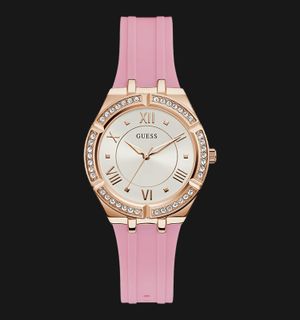 Guess Cosmo GW0034L3 Ladies White Sunray Dial Pink Silicone Strap