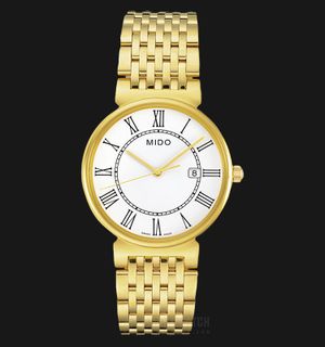 Mido Dorada M009.610.33.013.00 White Dial Gold Stainless Steel Strap