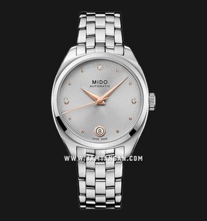 MIDO Belluna II M024.307.11.076.00 Royal Lady Rhodium Dial Stainless Steel Strap