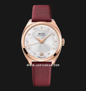 MIDO Belluna II M024.307.37.116.00 Royal Lady Special Edition White MOP Dial Burgundy Fabric Strap