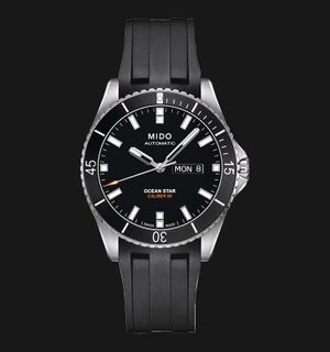 MIDO Ocean Star M026.430.17.051.00 Caliber 80 Automatic Black Dial Black Rubber Strap