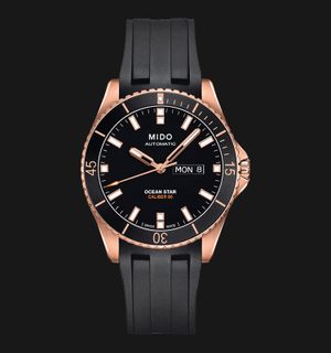 MIDO Ocean Star M026.430.37.051.00 Caliber 80 Automatic Black Dial Black Rubber Strap