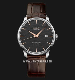 MIDO Baroncelli M027.408.16.061.00 Chronometer Silicon Automatic Anthracite Dial Brown Leather Strap