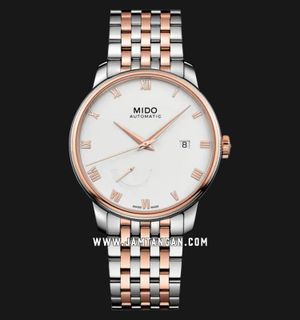 MIDO Baroncelli M027.428.22.013.00 Power Reserve White Dial Dual Tone Strainless Steel Strap