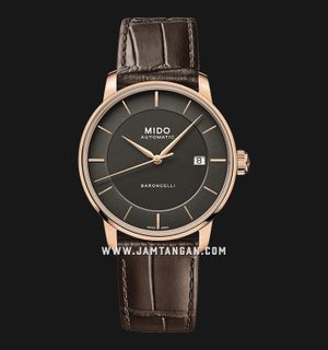 MIDO Baroncelli M037.407.36.061.00 Signature Gent Automatic Anthracite Dial Brown Leather Strap