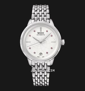 Mido Rainflower M043.207.11.011.00 White 8 Pink Sapphires Dial Stainless Steel Strap