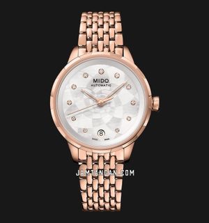 Mido Rainflower M043.207.33.106.00 White Mother Of Pear Dial Rose Gold Stainless Steel Strap