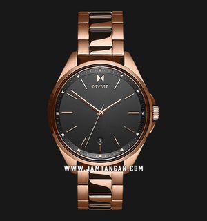 MVMT Coronada 28000004-D Rainliner Ladies Black Dial Rose Gold Stainless Steel Strap