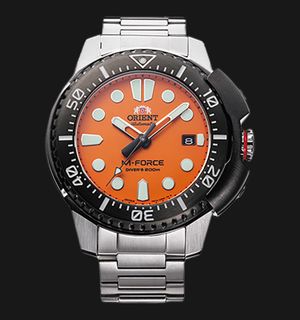 Orient M-Force RA-AC0L08Y Orange Dial Stainless Steel Strap