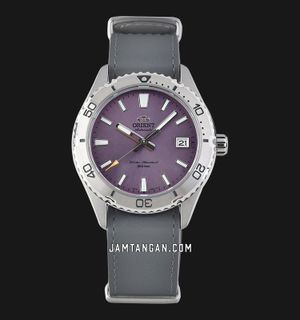 Orient Mako 40 RA-AC0Q07V Men Lilac Dial Grey Leather Strap