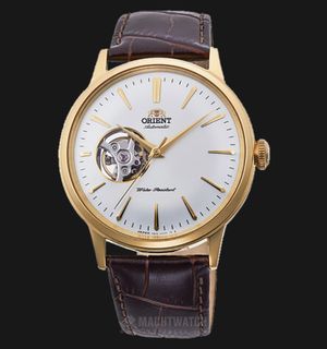 Orient Classic Automatic RA-AG0003S Men White Open Heart Dial Brown Leather Strap