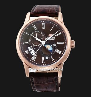 Orient Classic RA-AK0009T Men Automatic Sun & Moon Brown Dial Brown Leather Strap