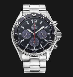 Orient Sports RA-TX0202B Men Chronograph Dual Tone Dial Metal Strap