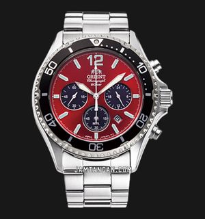 Orient Sports RA-TX0207R Diver Mako Solar Chronograph Red Dial Metal Strap