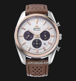 Orient Contemporary RA-TX0306S Chronograph Solar Powered Panda Dial Brown Leather Strap