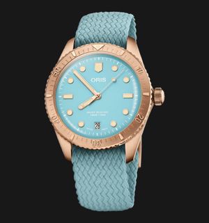 Oris Divers Sixty-Five 01-733-7771-3155-07-3-19-02BRS Cotton Candy Blue Dial Blue Nylon Strap