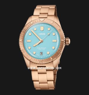 Oris Divers Sixty-Five 01-733-7771-3155-07-8-19-15 Cotton Candy Blue Dial Rose Gold St. Steel Strap