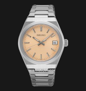Seiko Ladies SUR577P1 Discover More Light Orange Dial Stainless Steel Strap