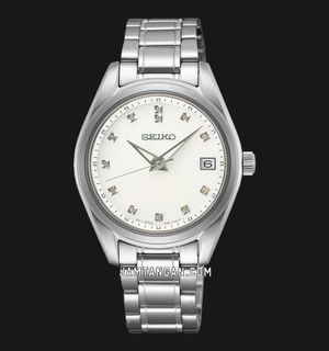 Seiko Ladies SUR579P1 Discover More Crystal Mother Of Pearl Dial Stainless Steel Strap