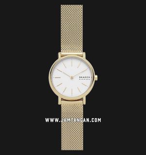 Skagen Signatur Slim SKW2693 Ladies White Dial Gold Mesh Strap