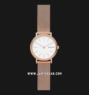 Skagen Signatur SKW2694 Ladies White Dial Rose Gold Mesh Strap