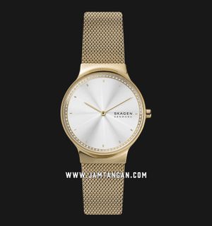 Skagen Freja SKW3027 Ladies Silver Dial Gold Mesh Strap