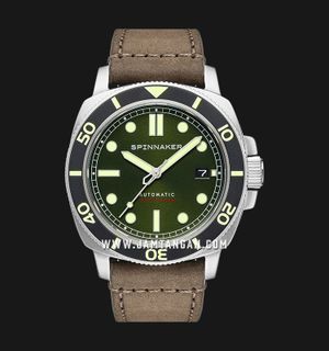 Spinnaker Hull Diver SP-5088-03 Alligator Green Dial Light Brown Leather Strap