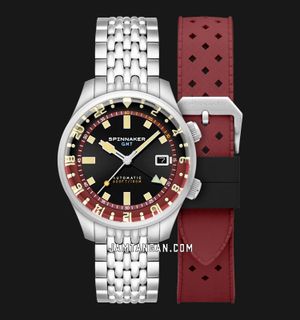 Spinnaker Bradner SP-5121-11 GMT Automatic Sombre Red Stainless Steel Strap + Extra Strap