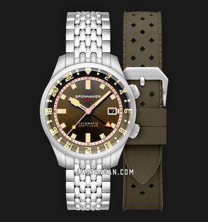 Spinnaker Bradner SP-5121-22 GMT Automatic Abbott Brown Stainless Steel Strap + Extra Strap