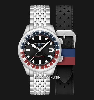 Spinnaker Bradner SP-5121-55 GMT Automatic Parisian Night Dial Stainless Steel Strap + Extra Strap