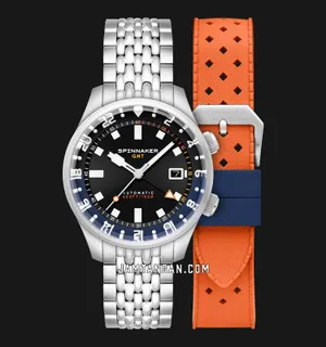 Spinnaker Bradner SP-5121-66 GMT Automatic Night Shadow Dial Stainless Steel Strap + Extra Strap