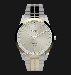 Timex Main Street TW2V04600 Perfect Fit Champagne Dial Dual Tone Stainless Steel Strap