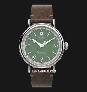 Timex Standard TW2V71200 Men Eco Friendly Green Dial Brown Leather Strap