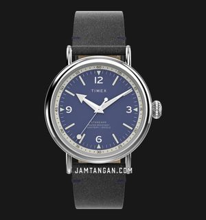 Timex Standard TW2V71300 Men Eco Friendly Blue Dial Black Leather Strap