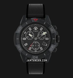 Timex Expedition TW2W16000 Ridge Chronograph Black Dial Black Eco-Friendly Leather Strap