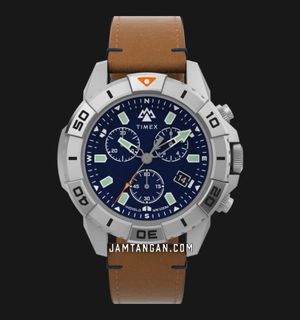 Timex Expedition TW2W16300 Ridge Chronograph Blue Dial Brown Eco-Friendly Leather Strap