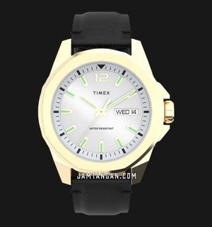 Timex Trend TW2W43200 Men Silver Dial Black Leather Strap