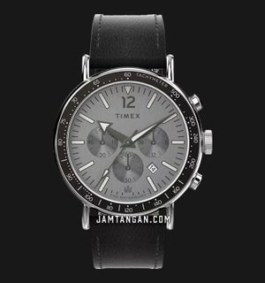 Timex Waterbury TW2W47400 Chronograph Grey Dial Black Leather Strap