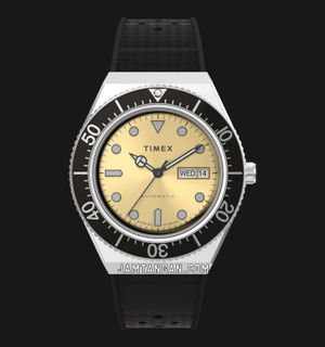 Timex M79 TW2W47600 Automatic Men Champagne Dial Black Rubber Strap