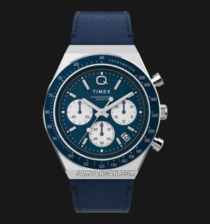 Timex Q TW2W51700 Men Chronograph Blue Dial Blue Leather Strap
