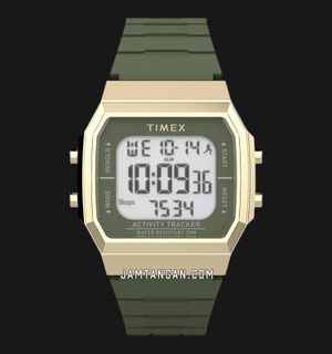 Timex TW5M60800 Activity Tracker & Step Digital Dial Green Rubber Strap