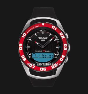 TISSOT T-Touch T056.420.27.051.00 Sailing Man Black Digital Analog Dial Black Rubber Strap