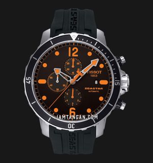 TISSOT T-Sport T066.427.17.057.01 Seastar Automatic Chronograph Black Dial Black Rubber Strap