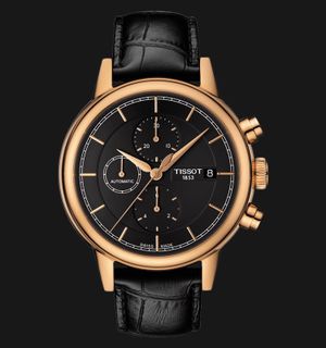 TISSOT Carson T085.427.36.061.00 Automatic Chronograph Black Dial Black Leather Strap